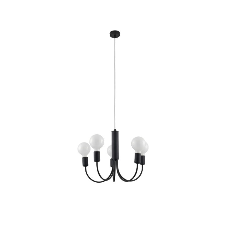Minimalistische Zwarte Kroonluchter 5 Lampen – Model Orfeyra
