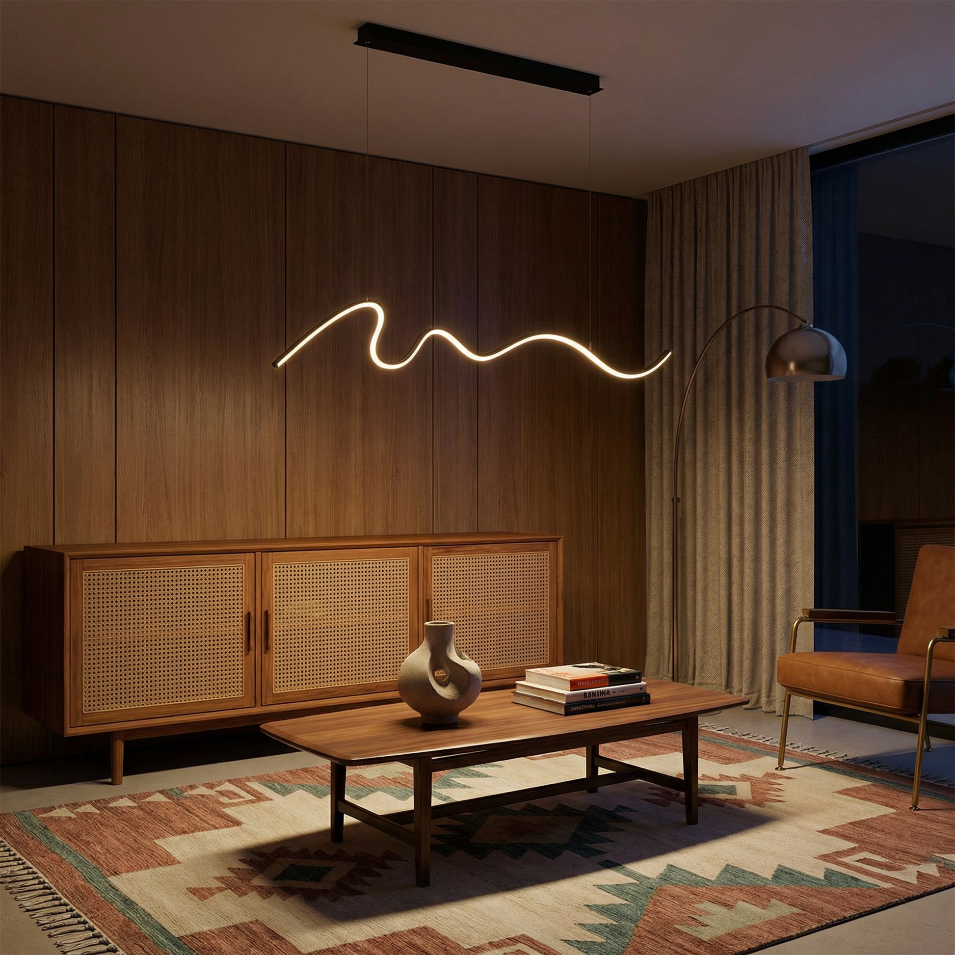 Moderne zwarte LED hanglamp voor interieurs – Caeluxique