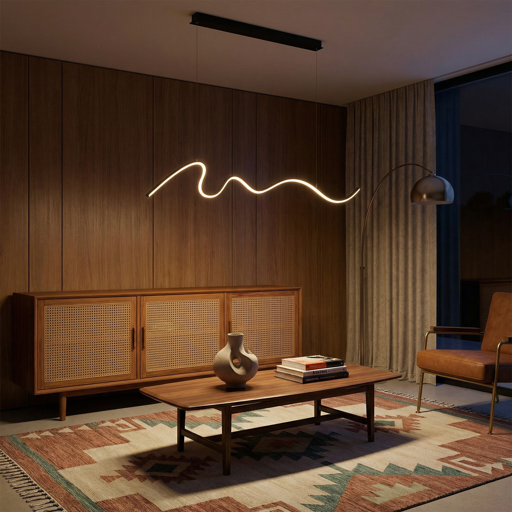 Moderne zwarte LED hanglamp voor interieurs – Caeluxique