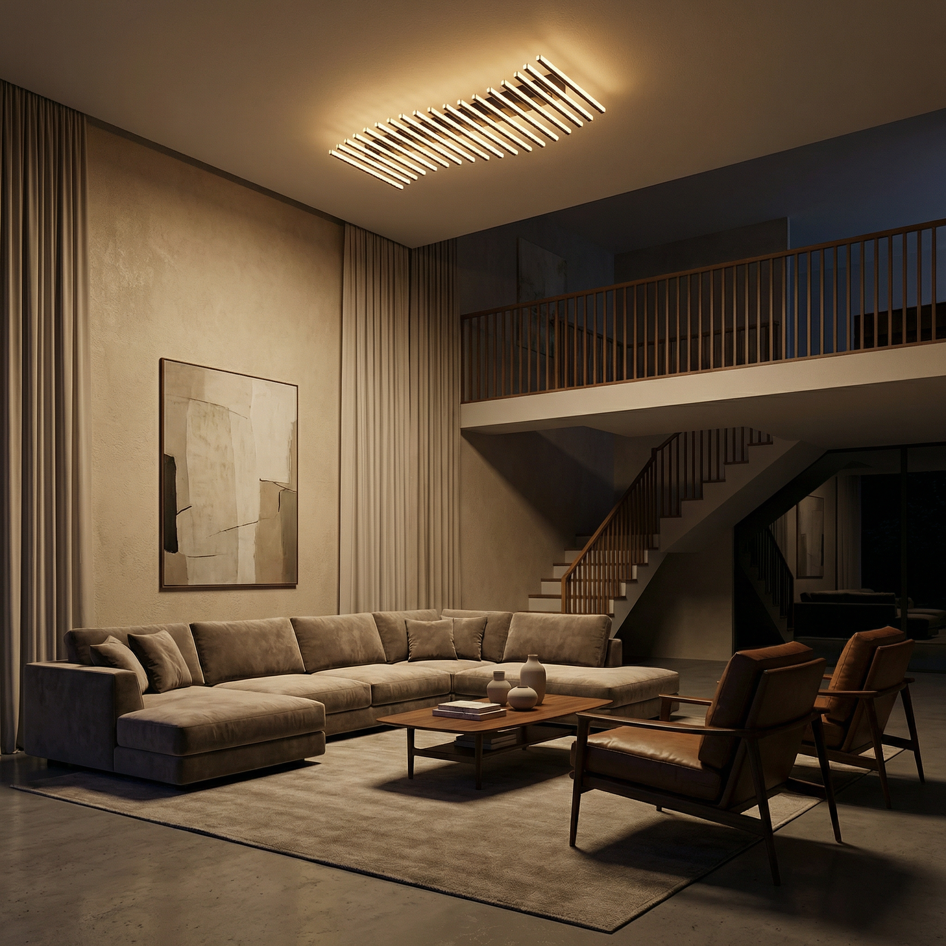 IJzeren LED Semi-Flush Kroonluchter Hedendaags Design – Equinox