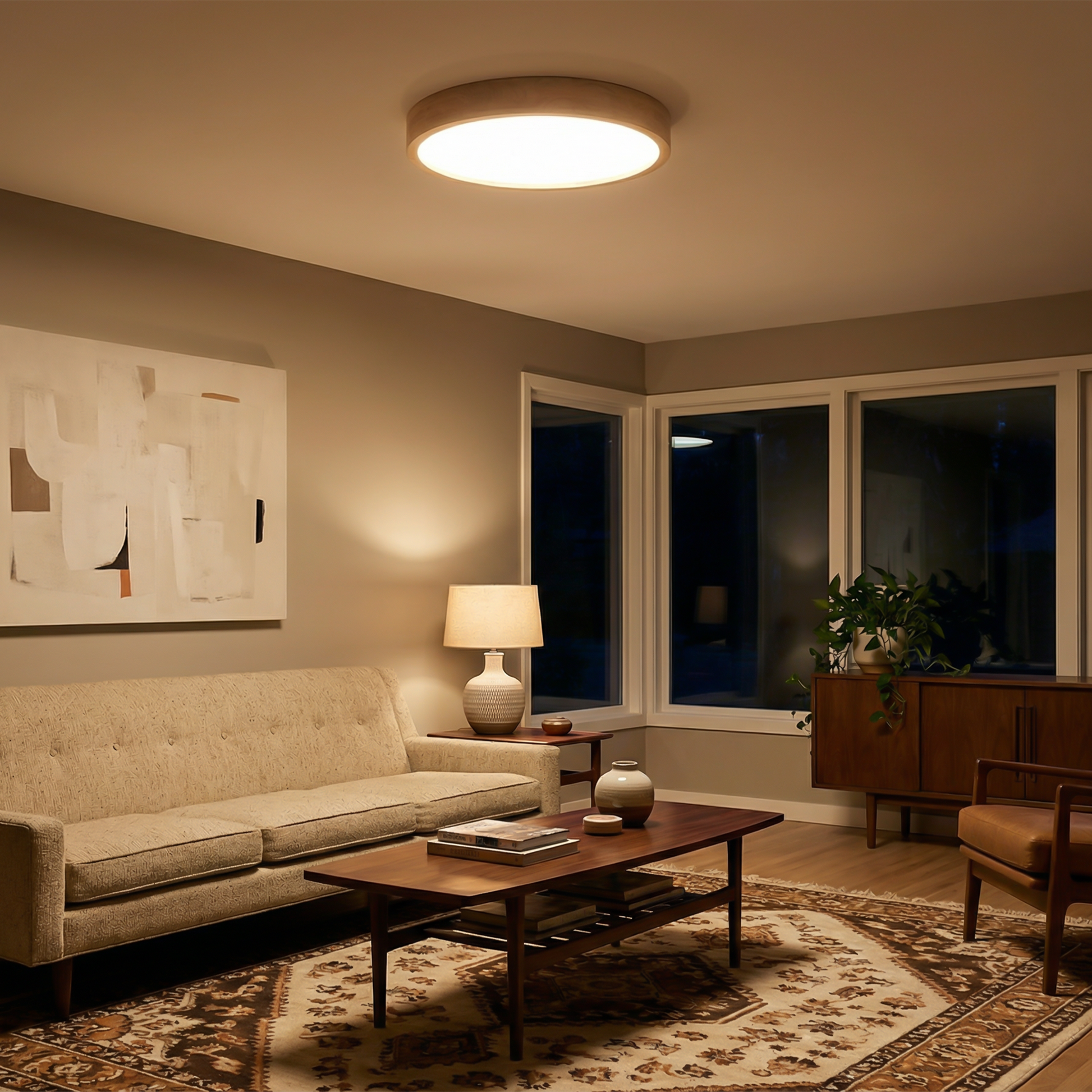 Moderne Plafondlamp Natuurlijk Hout Homogene Verlichting – Boscato