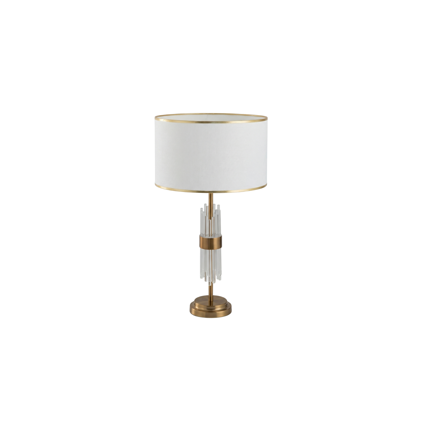 Lampe de chevet Chic Abat-jour Tissu Blanc et Pied Doré – Aurore