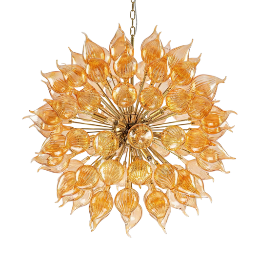 Kroonluchter Oranje Geblazen Glas Sputnik Stijl – Dandelionis