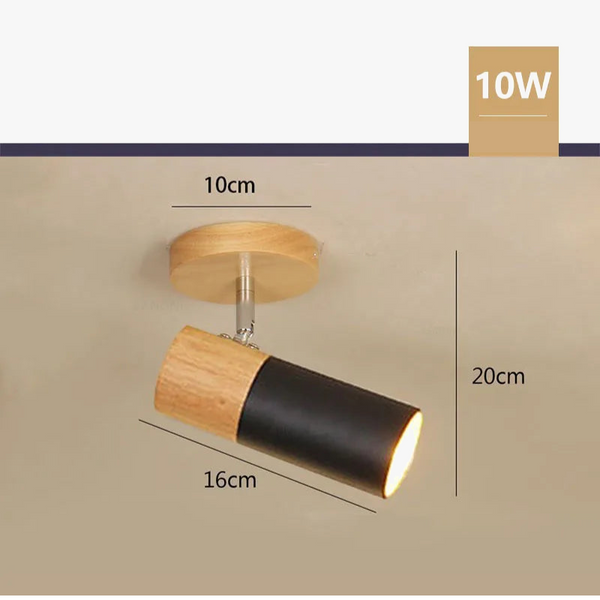 Ceiling Light Surface Light Wood with Adjustable Spotlight – Velmira