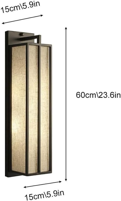Chinese style iron and linen wall light for bedroom – Lumisan