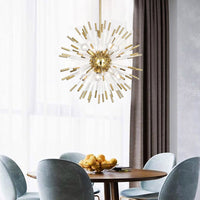 Lustre moderne en métal doré et verre cristal pour salons – Stellario