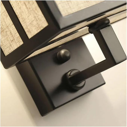 Chinese style iron and linen wall light for bedroom – Lumisan