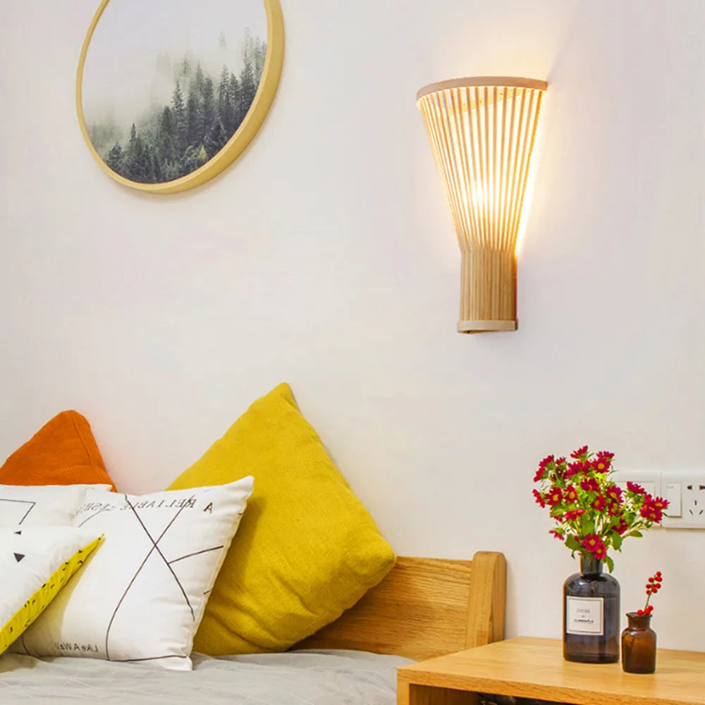 Scandinavische bamboe wandlamp voor slaapkamer – Nordlys