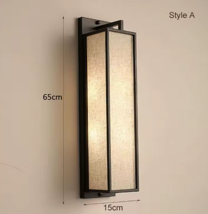Chinese style iron and linen wall light for bedroom – Lumisan