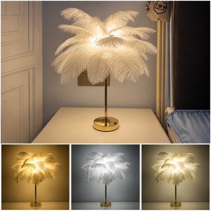 Wiederaufladbare dekorative Tischlampe mit Federn – Spolverino