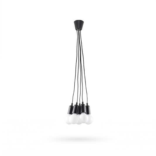 Minimalistische schwarze Pendelleuchte mit 5 Leuchtmitteln – Norezio