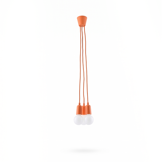Minimalistische orangefarbene Pendelleuchte mit 3 Leuchtmitteln – Orfeya