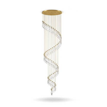 Ophanglamp Structuur Goudkleurig Metaal en Geslepen Kristallen – Vanta