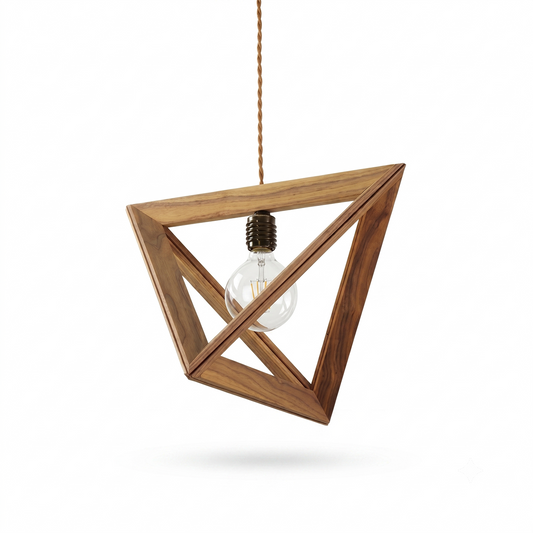 Pyramidenförmige Holz-Hängelampe für Wohnzimmer – Trigonéa
