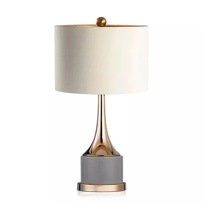 Bedside Lamp Vénusia refined design with gilded iron body and white fabric shade - view 6