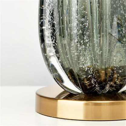 Lampe de Table Design Verre Ambré & Métal – Prisma