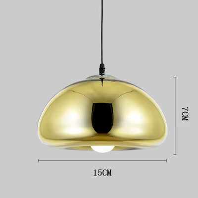 Suspension moderne dorée Aurovia avec abat-jour hémisphérique en aluminium finition miroir - vue 16