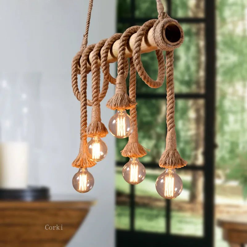 Hanglamp Bamboe Hout LED Verstelbare Snoer – Epicéa