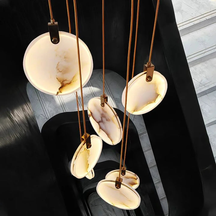 Lustre en cuivre et marbre pour salon – Marmoria