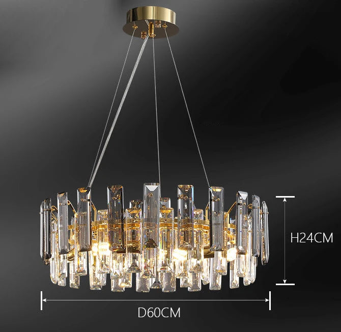 Lustre Doré Cristal Délicat & Lumière Enveloppante – Kovo