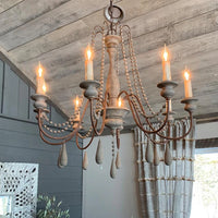 Lustre en bois blanc vintage pour salon – Elarisia