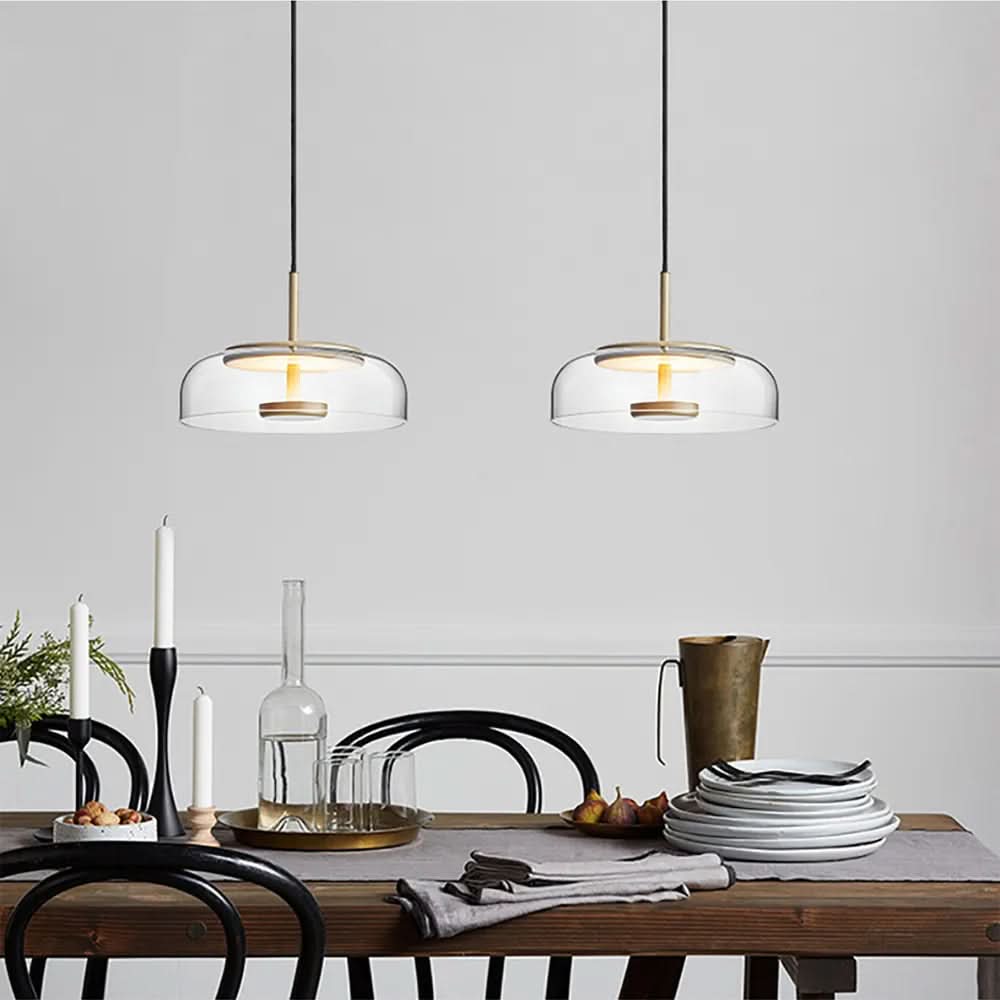 Moderne Hanglamp Glas en Gesmeed Aluminium – Luminosa