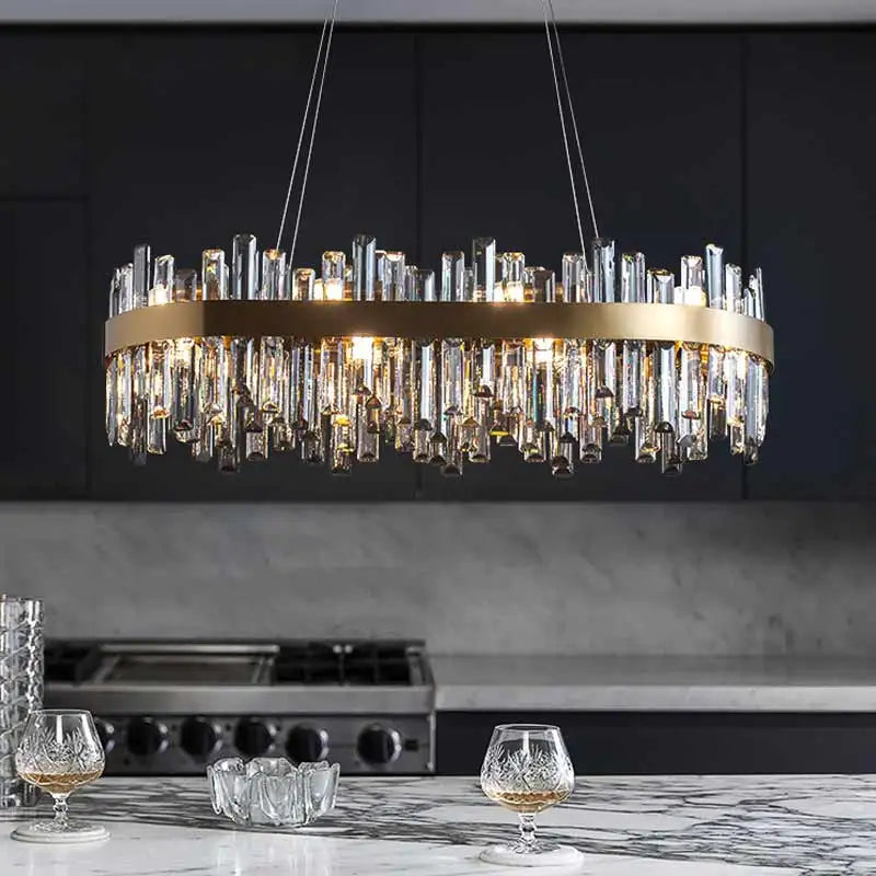Lustre Circulaire Or Cristal Haute Brillance Design Royal – Vella