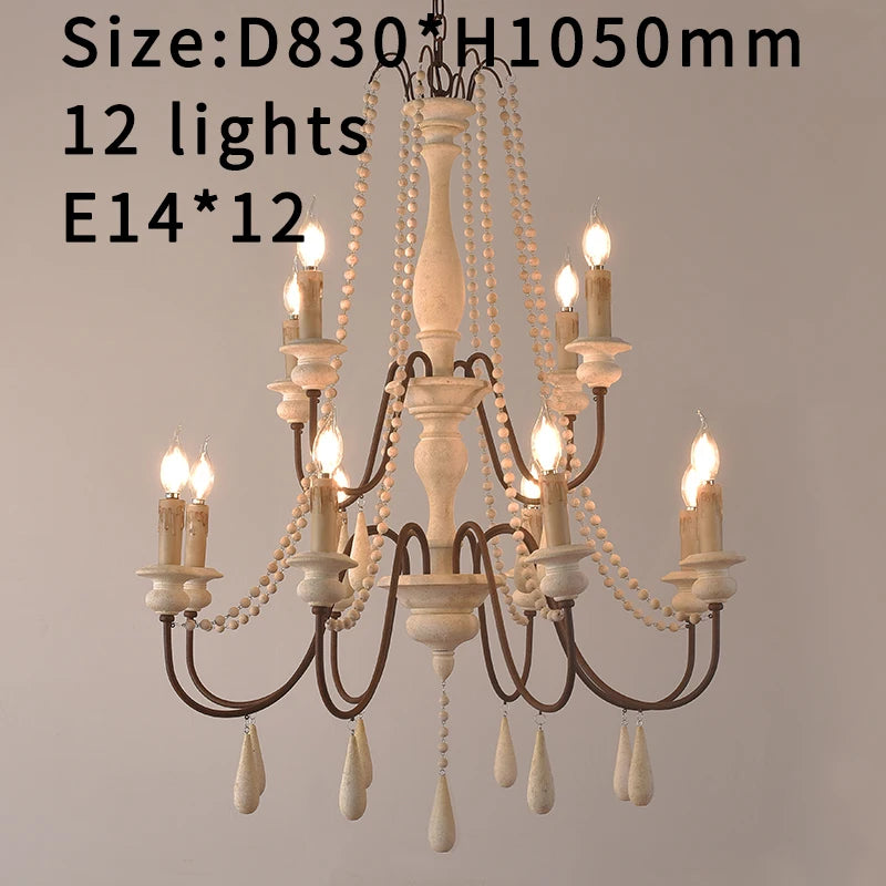 Lustre en bois blanc vintage pour salon – Elarisia