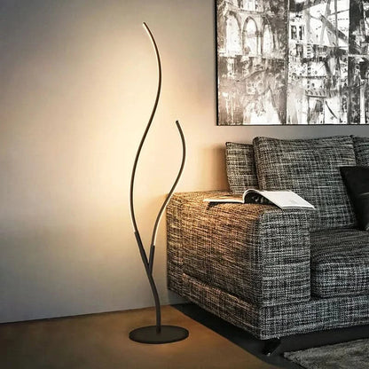 Lampadaire moderne design deux branches aluminium forme organique - vue 7