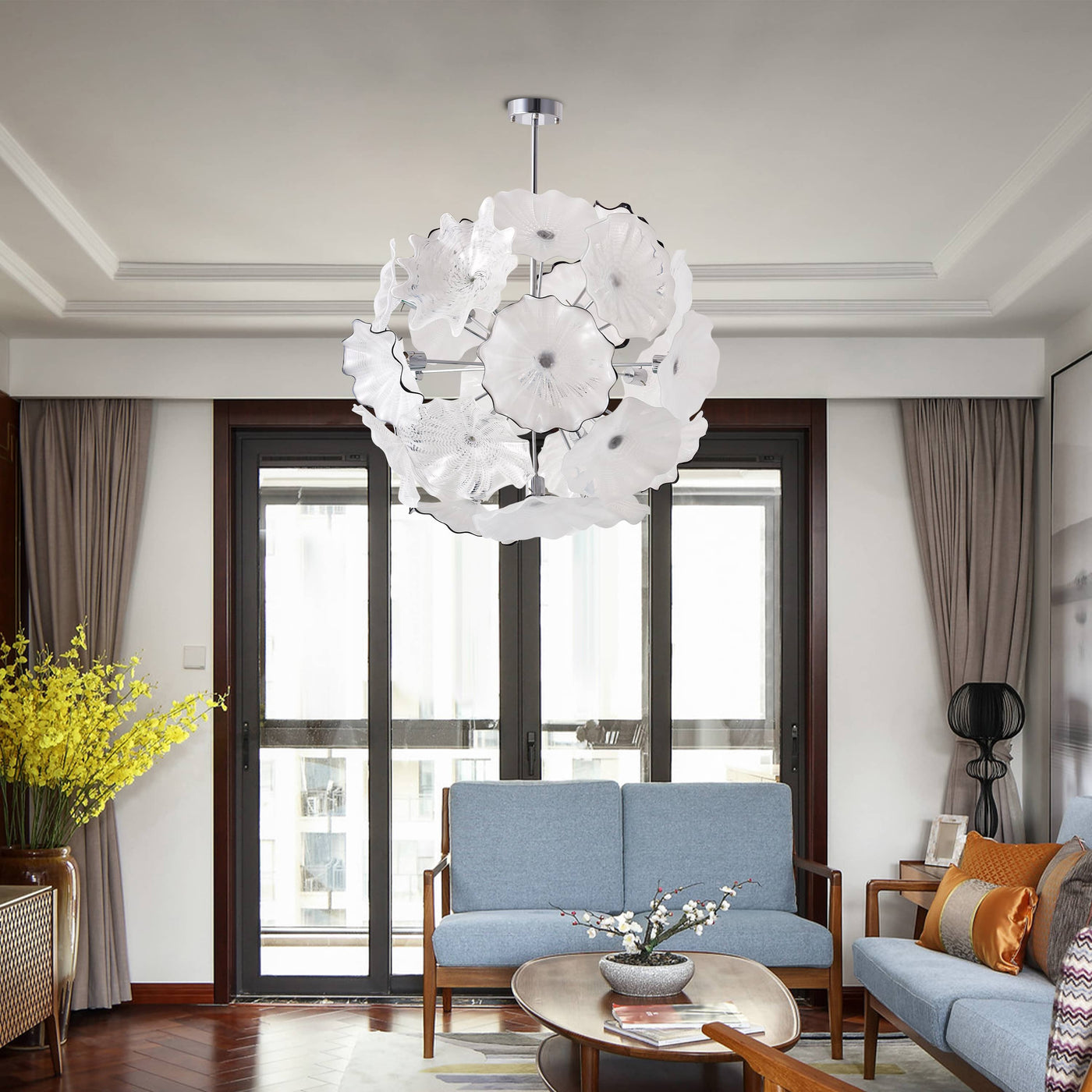 Lustre en Verre de Murano Blanc – Floréade