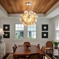 Lustre en Verre Soufflé Beige Foncé pour Salon – Orbalique