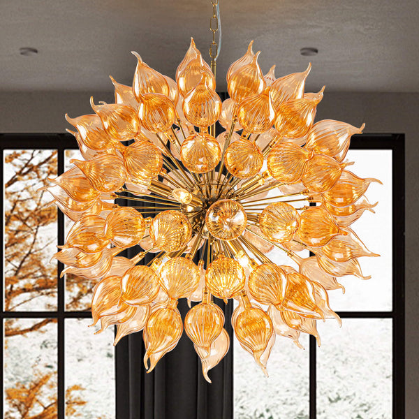 Lustre en Verre Soufflé Orange Style Sputnik – Dandelionis