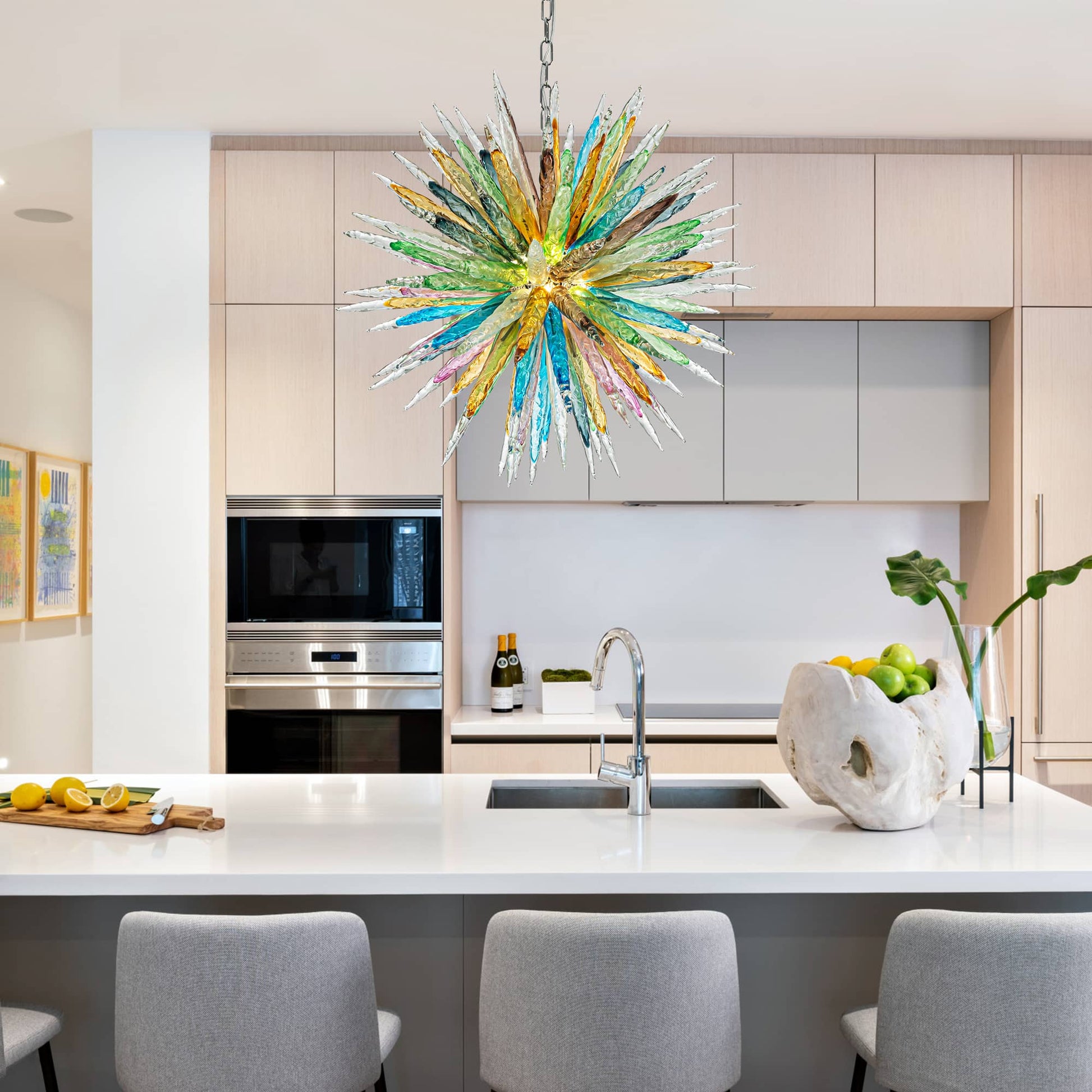 Kroonluchter in meerkleurig Murano-glas – Aurorice