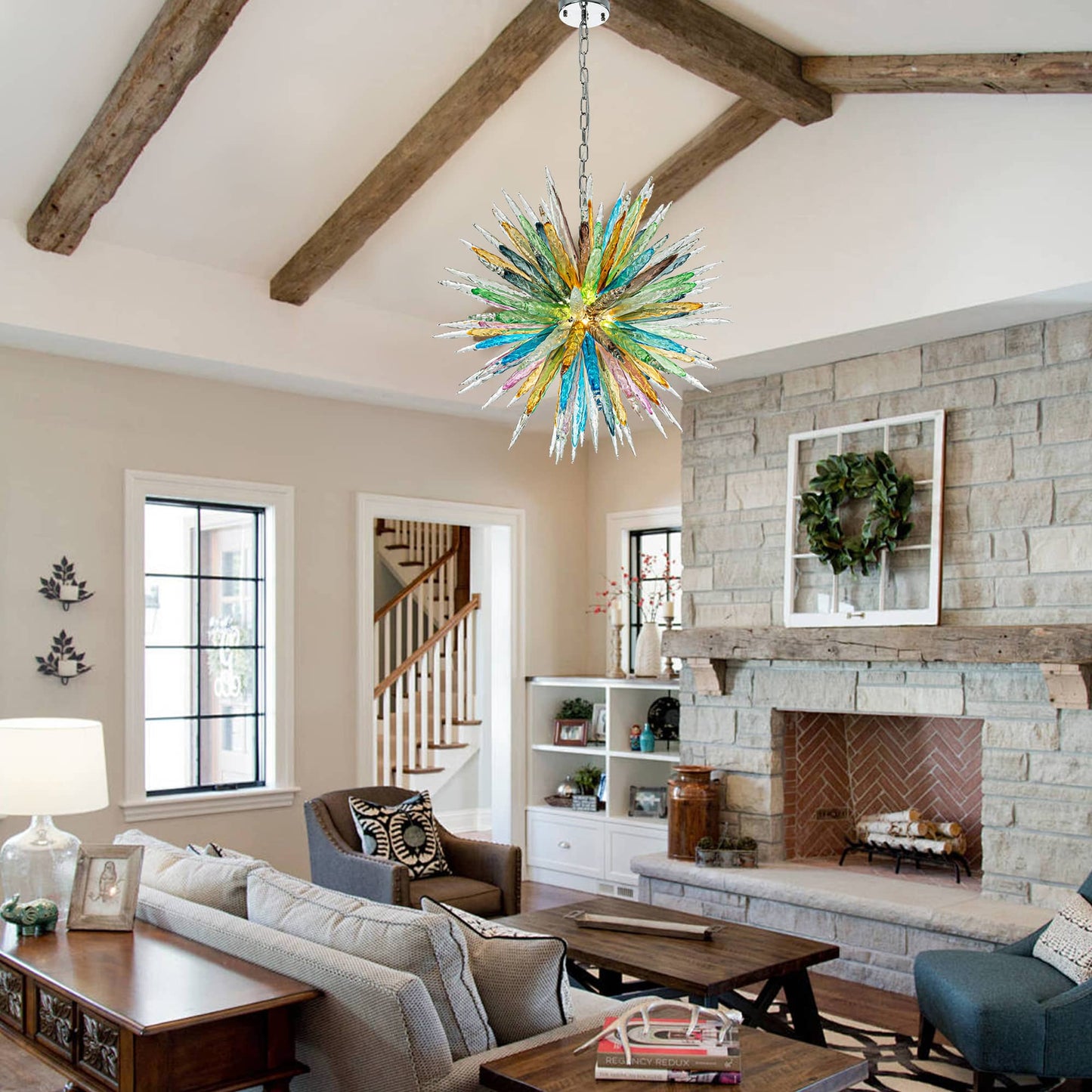 Kroonluchter in meerkleurig Murano-glas – Aurorice