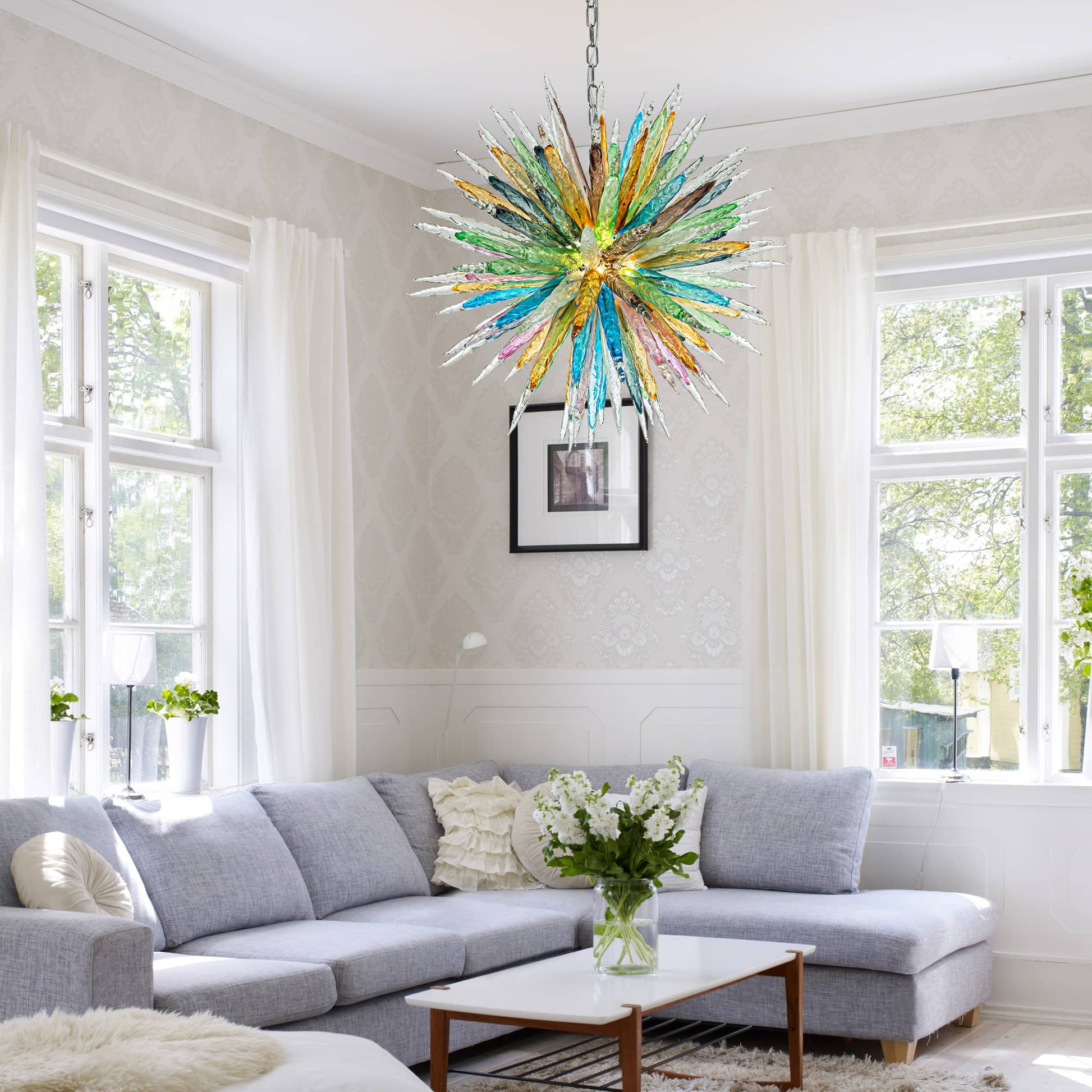 Kroonluchter in meerkleurig Murano-glas – Aurorice