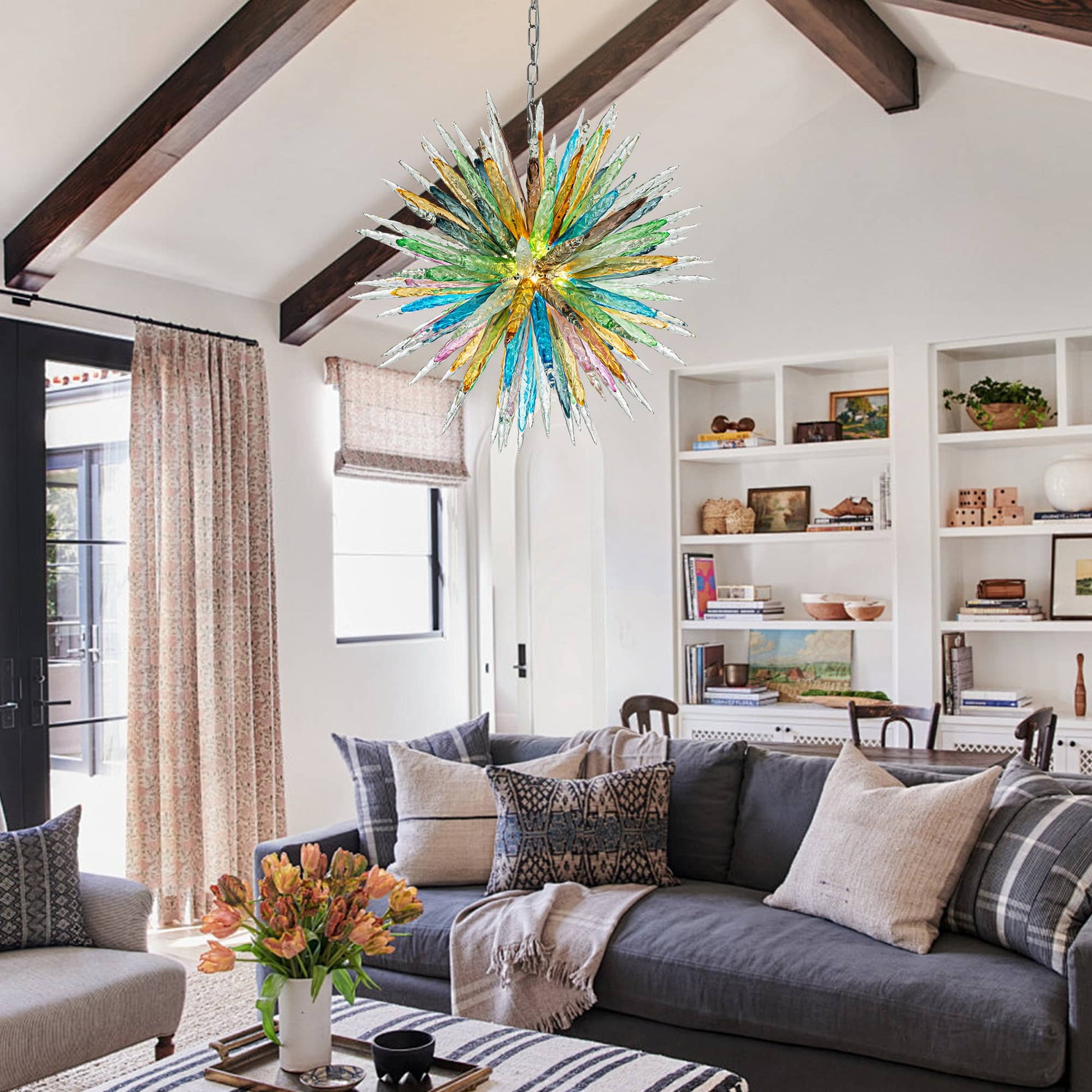 Kroonluchter in meerkleurig Murano-glas – Aurorice