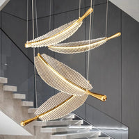 Lustre LED en Cristal à Feuilles pour Salon et Escalier – Caeluxia