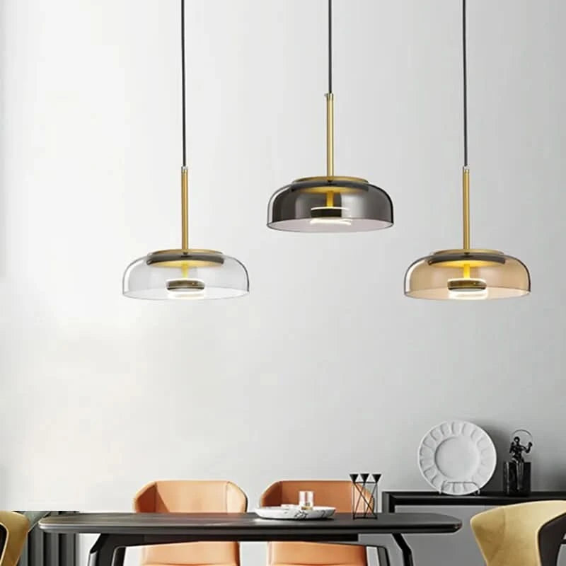 Moderne Hanglamp Glas en Gesmeed Aluminium – Luminosa