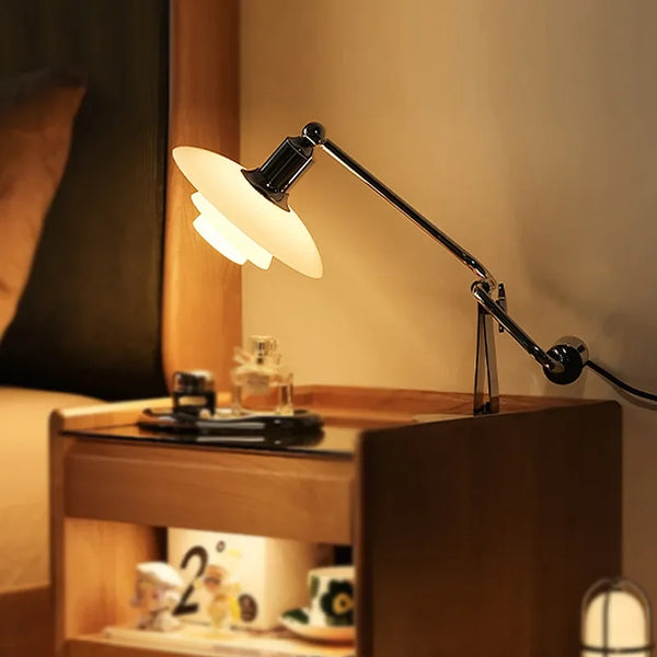Lampe de Table Vintage en Verre et Acier – Oréade