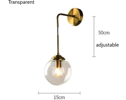 Wall Sconce Velix glass globe and electroplated metal - view 3