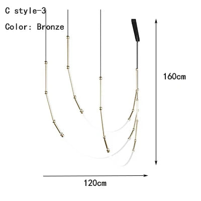 Lustre en métal noir pour salon – Curvella