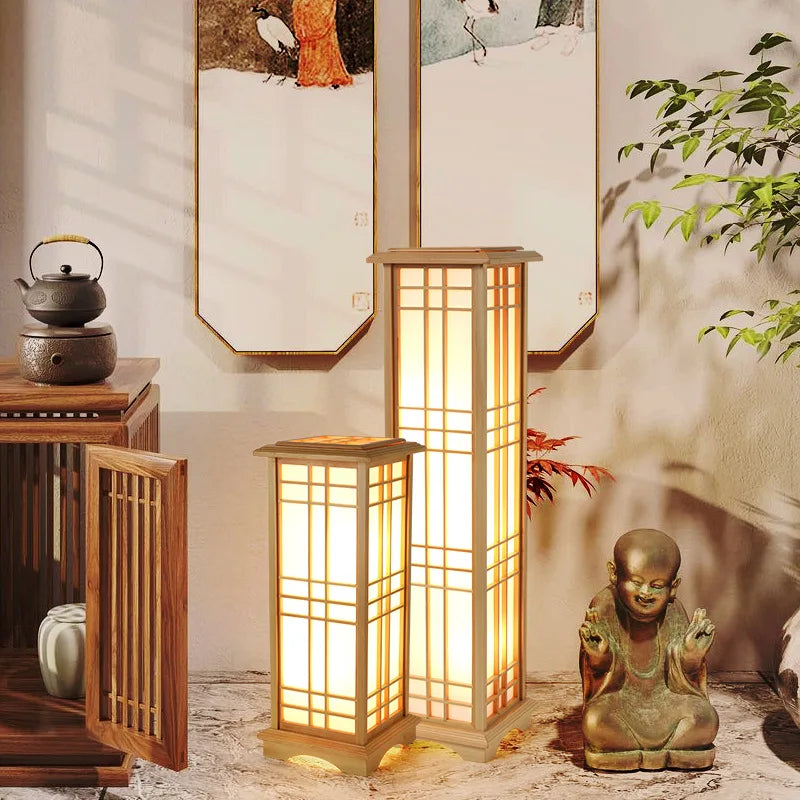 Lampe sur pied en bois style japonais pour salon – Zenshiro