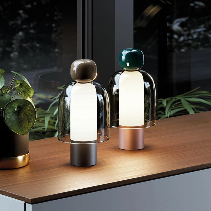 Minimalistische bureaulamp in glas en aluminium – Artéline