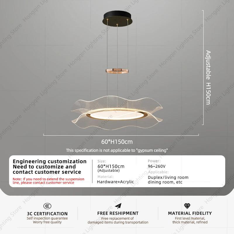 Suspension LED moderne en acrylique pour salon – Célinova