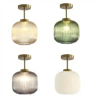 Plafonnier en verre strié rétro pour salon et couloir – Crescianea