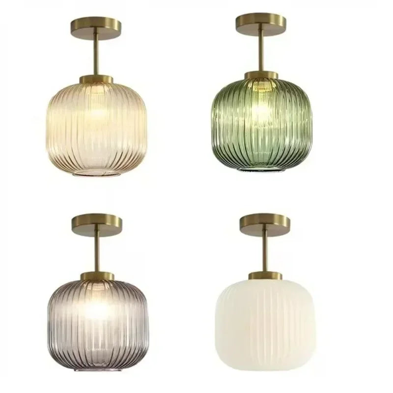 Retro plafondlamp van geribd glas voor woonkamer en gang – Crescianea