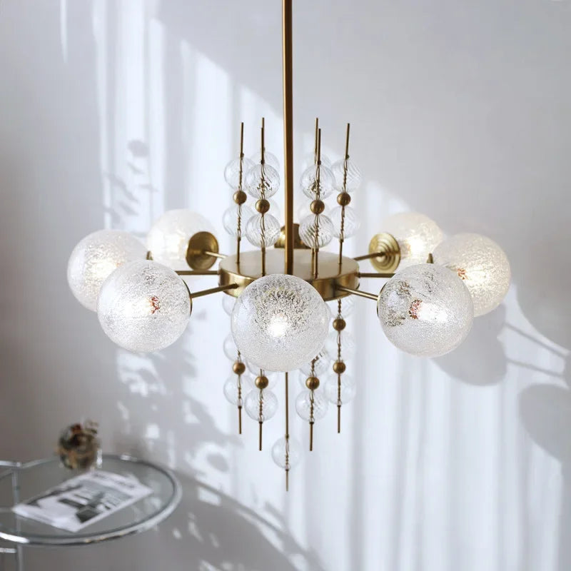 Hanglamp in gepolijst staal en goudkleurig glas voor woonkamer en keuken – Aurelice