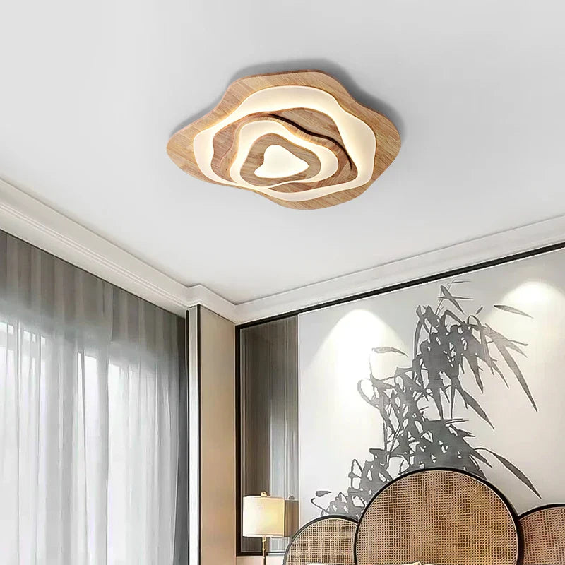 Natuurlijk Hout & Acryl LED-Plafondlamp – Miraë