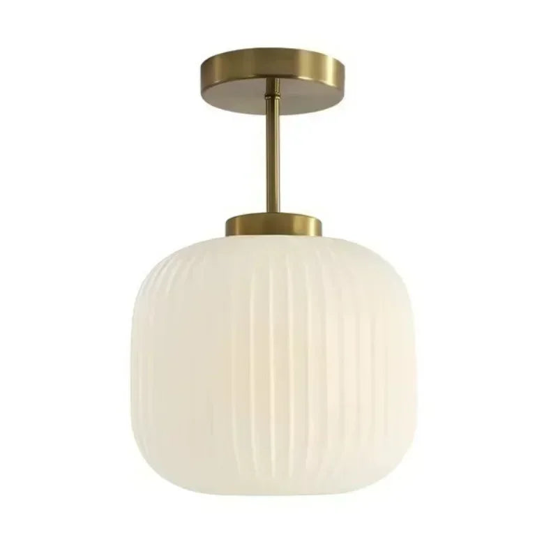 Retro plafondlamp van geribd glas voor woonkamer en gang – Crescianea