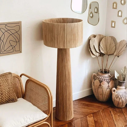 Vloerlamp in Japanse stijl met gevlochten rotting – Kansora